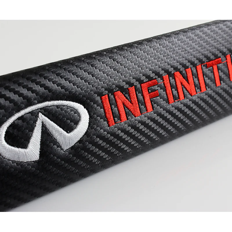 Infiniti Black & Red Carbon Fiber Look Seat Belt Cover X2 - Image 4