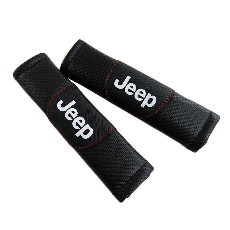 Jeep Black Carbon Fiber Look Seat Belt Cover X2 - Image 2