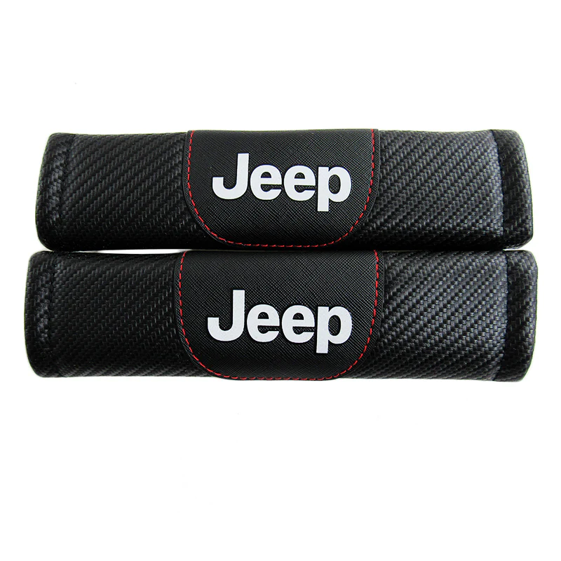 Jeep Black Carbon Fiber Look Seat Belt Cover X2 - Image 4