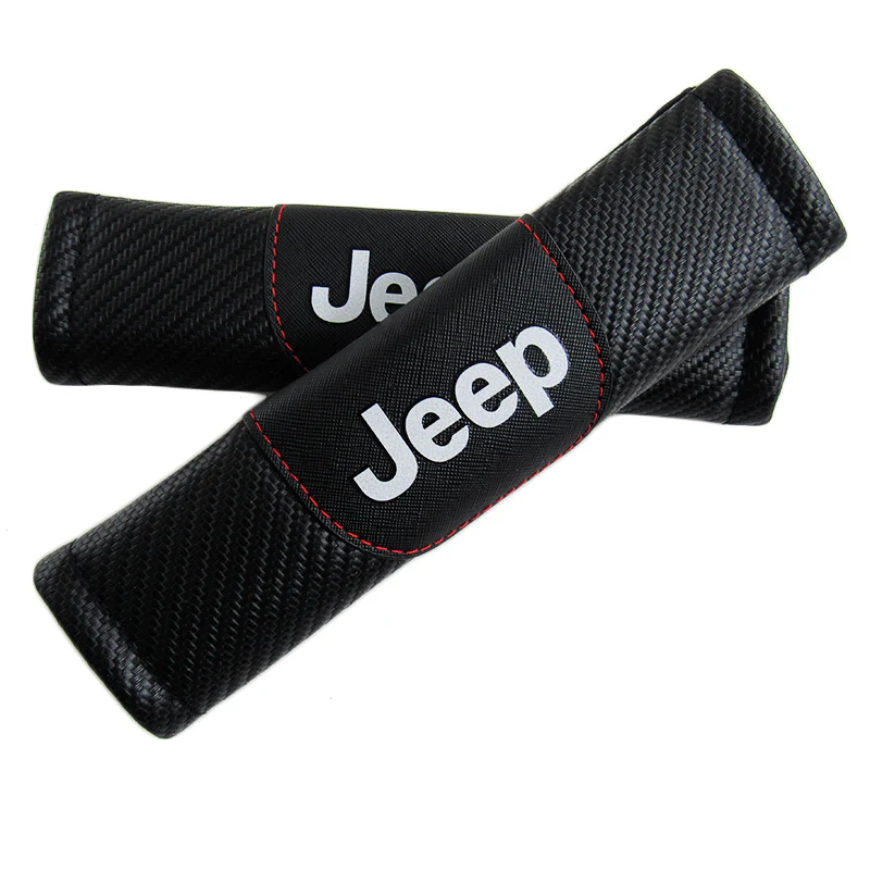 Jeep Black Carbon Fiber Look Seat Belt Cover X2 - Image 7