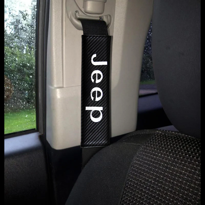 Jeep Black Carbon Fiber Look Seat Belt Cover X2 - Image 2