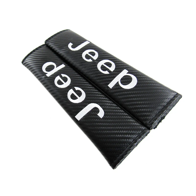 Jeep Black Carbon Fiber Look Seat Belt Cover X2 - Image 4