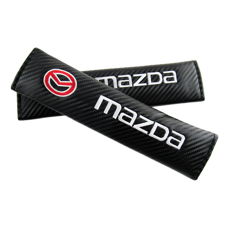 Mazda Black Carbon Fiber Look Seat Belt Cover X2 - Image 3