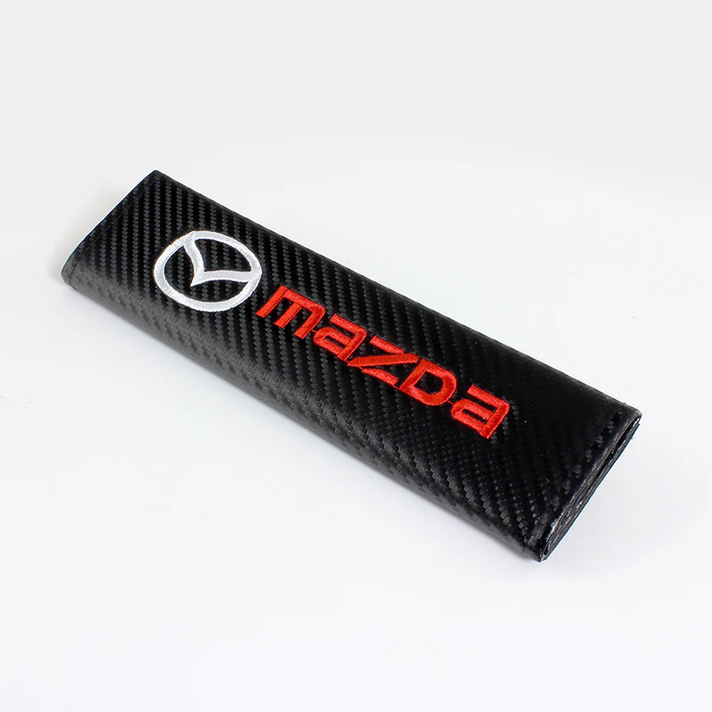 Mazda Black Carbon Fiber Look Seat Belt Cover X2 - Image 4