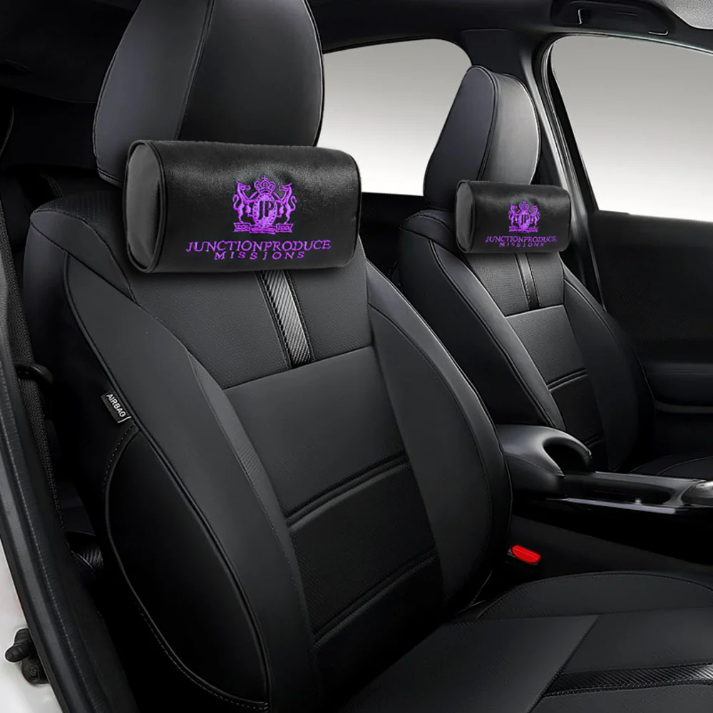 X2 Purple Embroidery Car Neck Rest Pillow Headrest Cushion JP JUNCTION PRODUCE VIP - Image 3