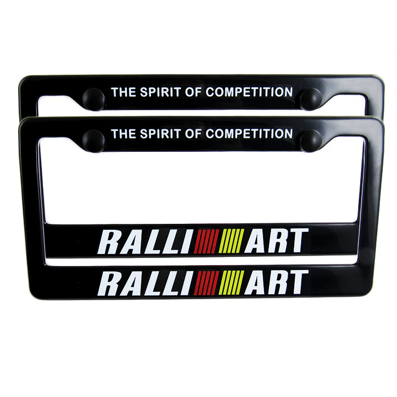 Mitsubishi Ralliart Black ABS License Plate Frame with Caps x2 - Image 2