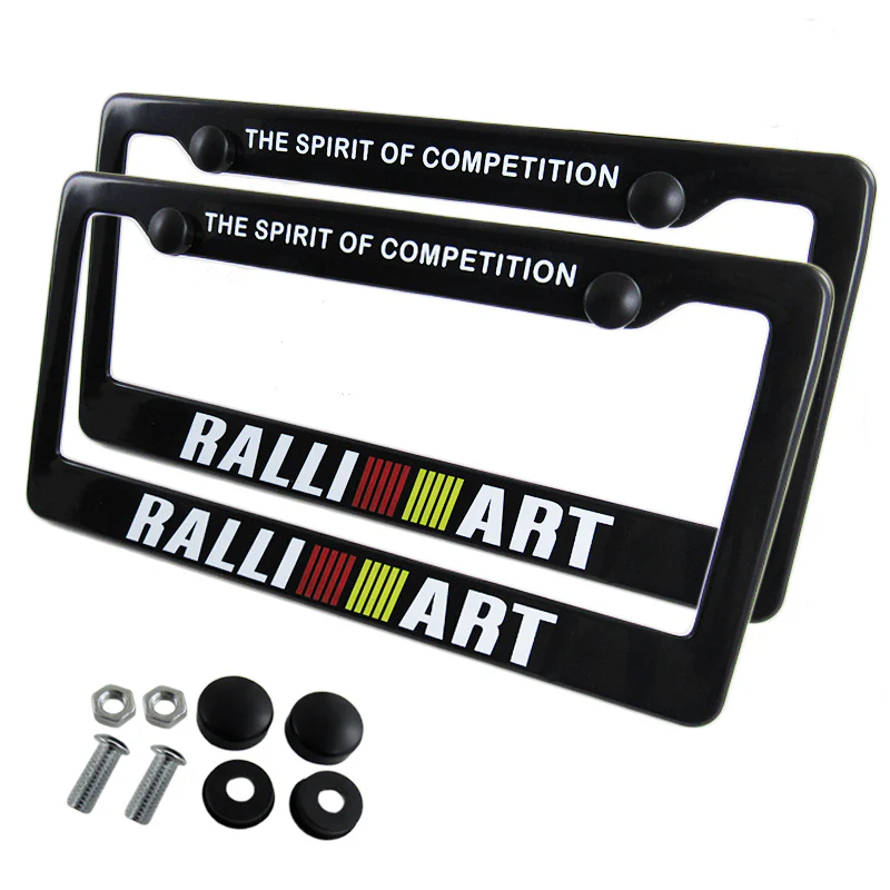 Mitsubishi Ralliart Black ABS License Plate Frame with Caps x2 - Image 5