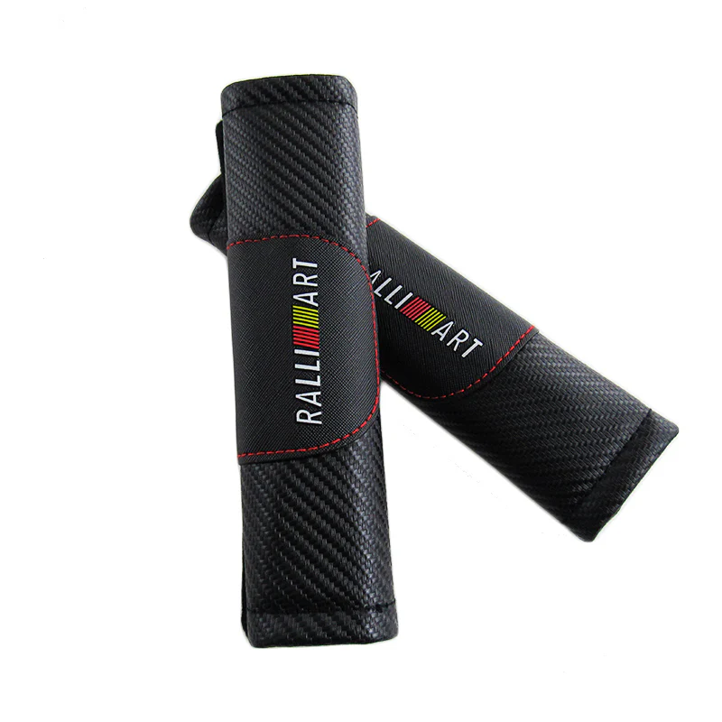 Mitsubishi Ralliart Black Carbon Fiber Look Seat Belt Cover X2 - Image 2