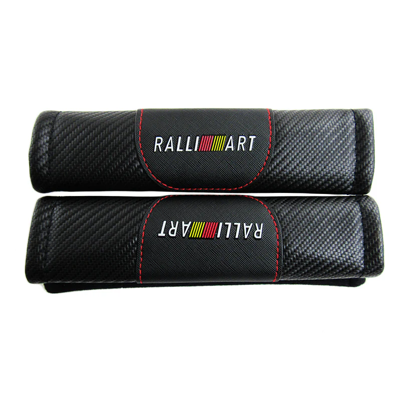 Mitsubishi Ralliart Black Carbon Fiber Look Seat Belt Cover X2 - Image 3