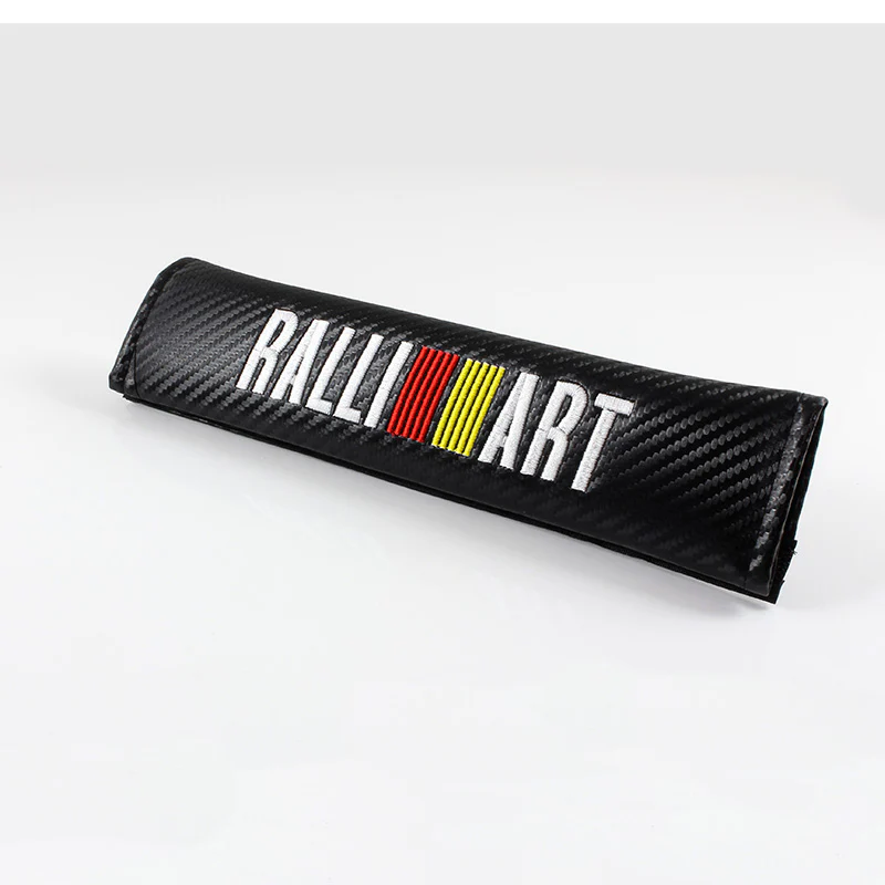 Mitsubishi Ralliart Black Carbon Fiber Look Seat Belt Cover X2 - Image 3
