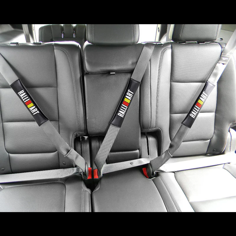 Mitsubishi Ralliart Black Carbon Fiber Look Seat Belt Cover X2 - Image 4