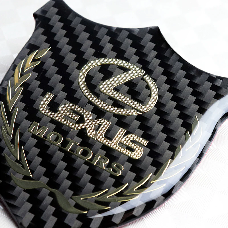 Lexus Gold 3D Carbon Fiber Emblem Sticker x2 - Image 2