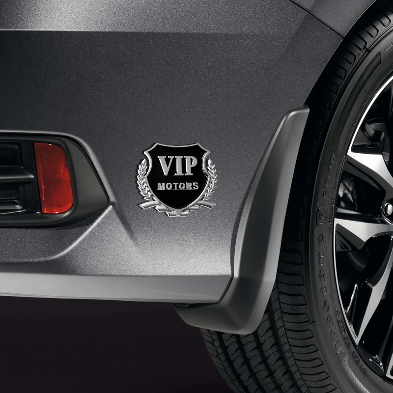 VIP MOTORS Silver 3D Metal Emblem Sticker x2 - Image 2