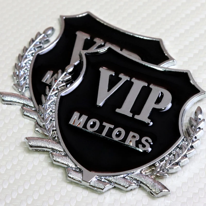 VIP MOTORS Silver 3D Metal Emblem Sticker x2 - Image 3