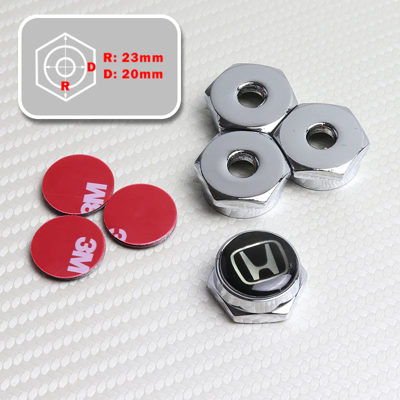 X4 Chrome Car License Plate Frame Screw Bolt Cap Cover Fit For Honda All Models - Image 5
