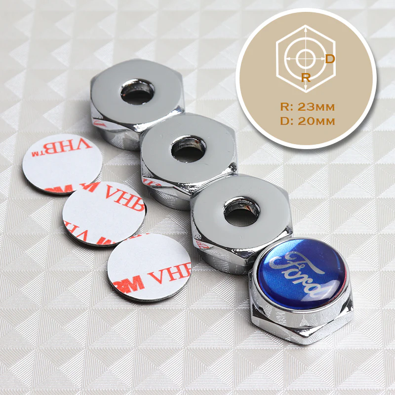X4 For Blue/Chrome FORD Car License Plate Frame Security Screw Bolt Caps Covers - Image 5