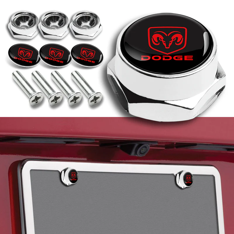 X4 For Dodge Ram Car License Plate Frame Bolt Cap Cover Screw Bolts Nuts Chrome - Image 2