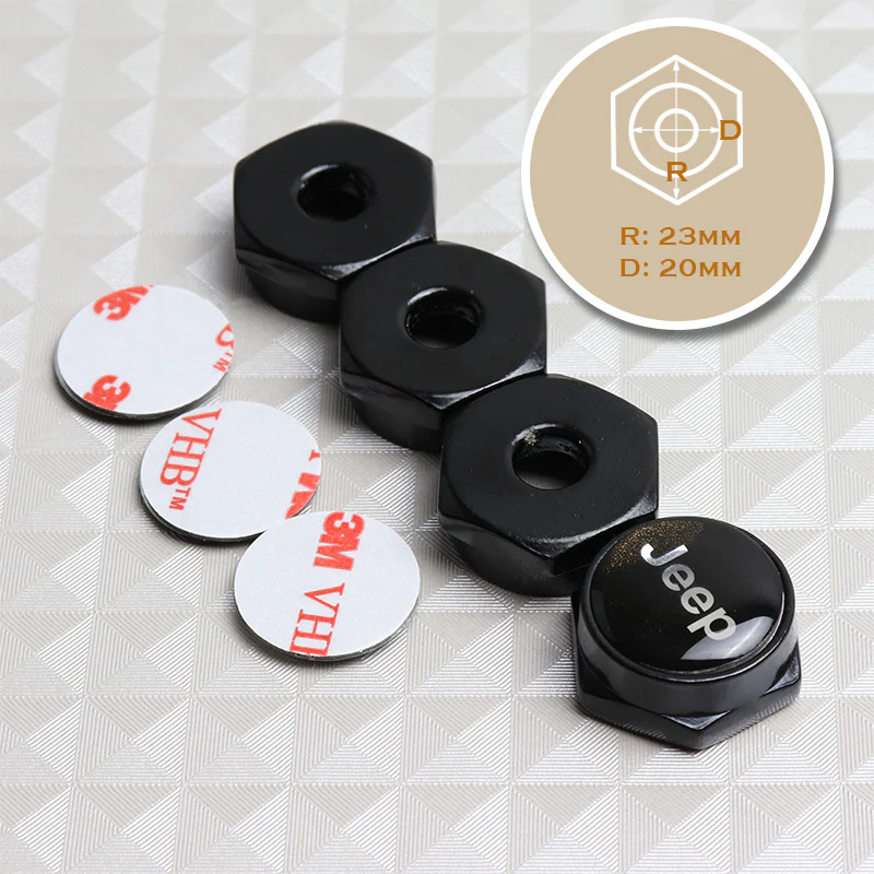 X4 For JEEP Metal Car License Plate Frame Screw Bolt Cap Cover Bolts Nuts Black - Image 5