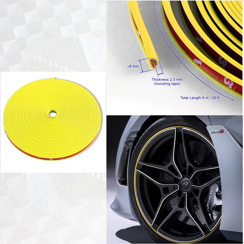 Yellow/Gold 32.8 ft Interior Edge Gap Line Moulding Trim Molding Strip & Rim Protector Set Auto Car Décor - Image 2