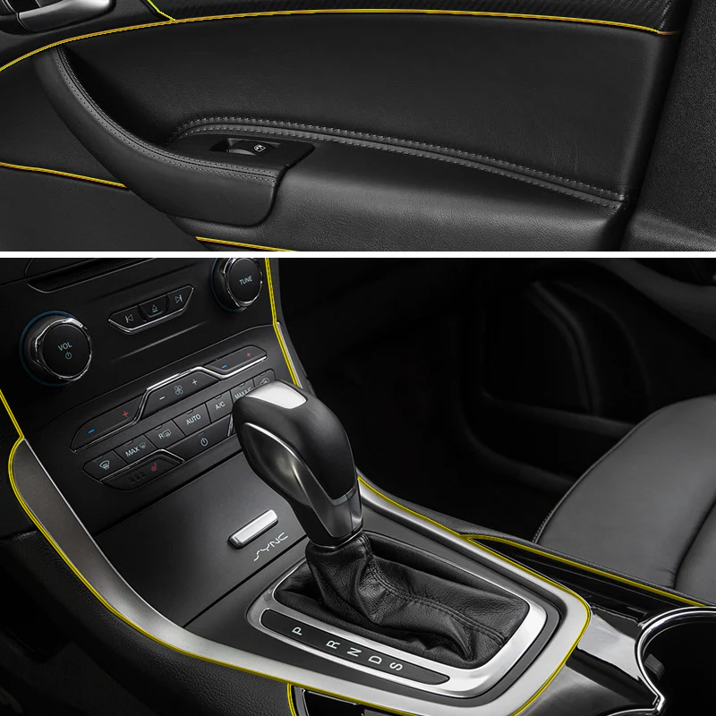 Yellow/Gold 32.8 ft Interior Edge Gap Line Moulding Trim Molding Strip & Rim Protector Set Auto Car Décor - Image 4